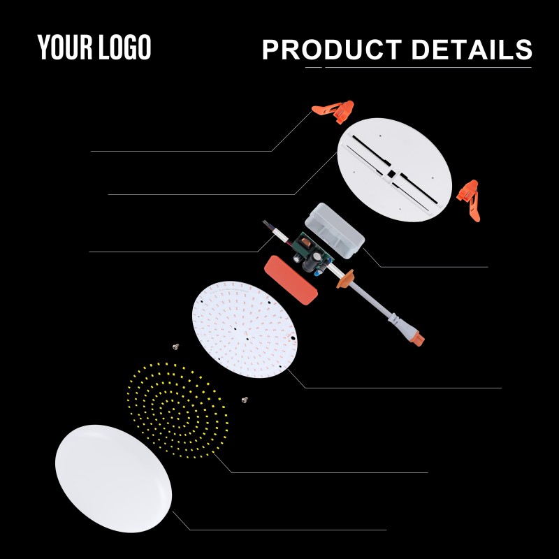 36W Upotettu kehyksetön LED-paneelivalo, alumiini + PC, rauta + PP